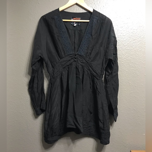 Johnny Was long sleeve mini dress 100% rayon